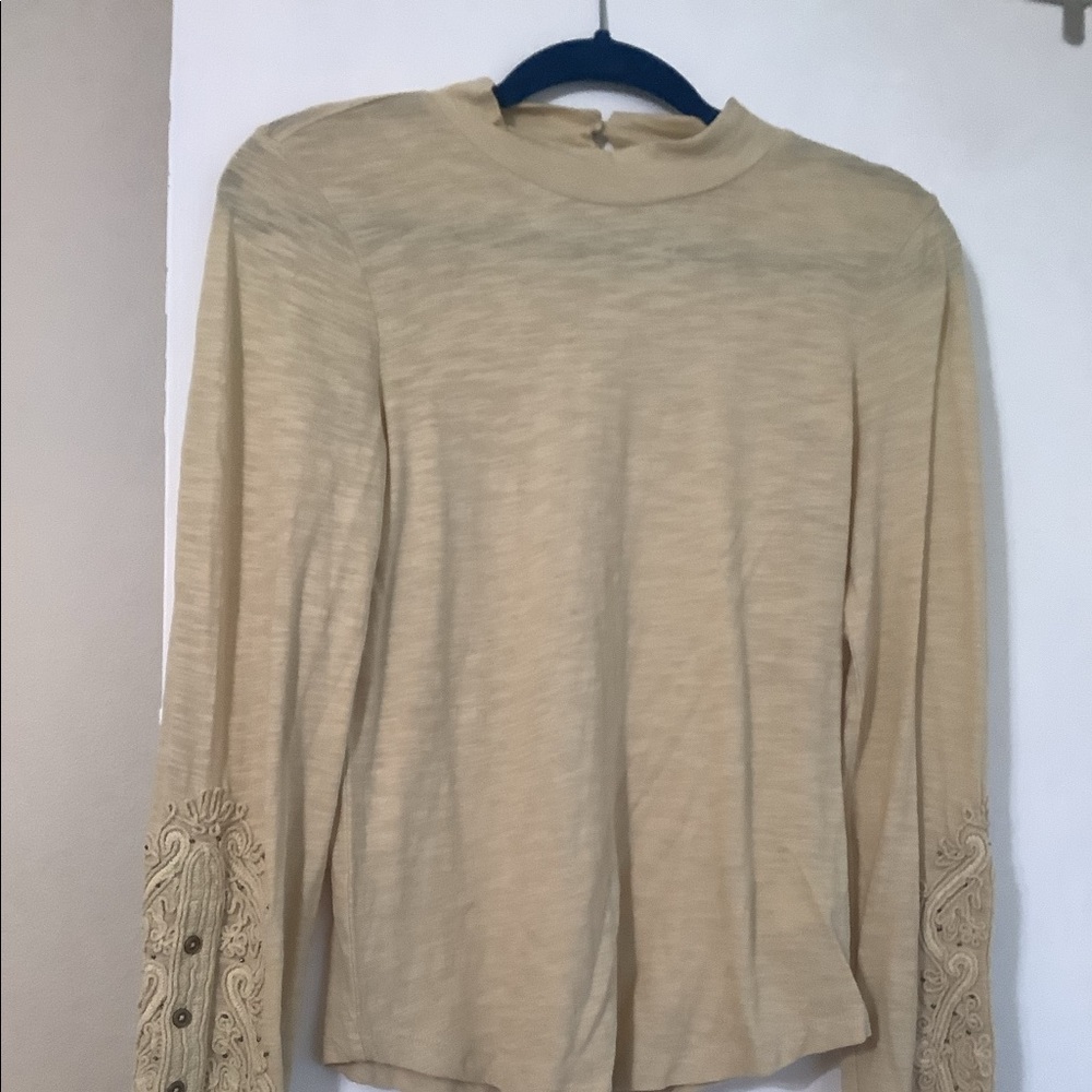 Free people beige embroidered long sleeve - Picture 3 of 4